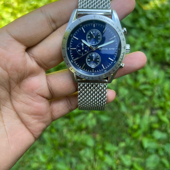 Michael Kors Men's Accelerator  Silver Stainless-Steel Watch mesh bracelet - Picture 7 of 10
